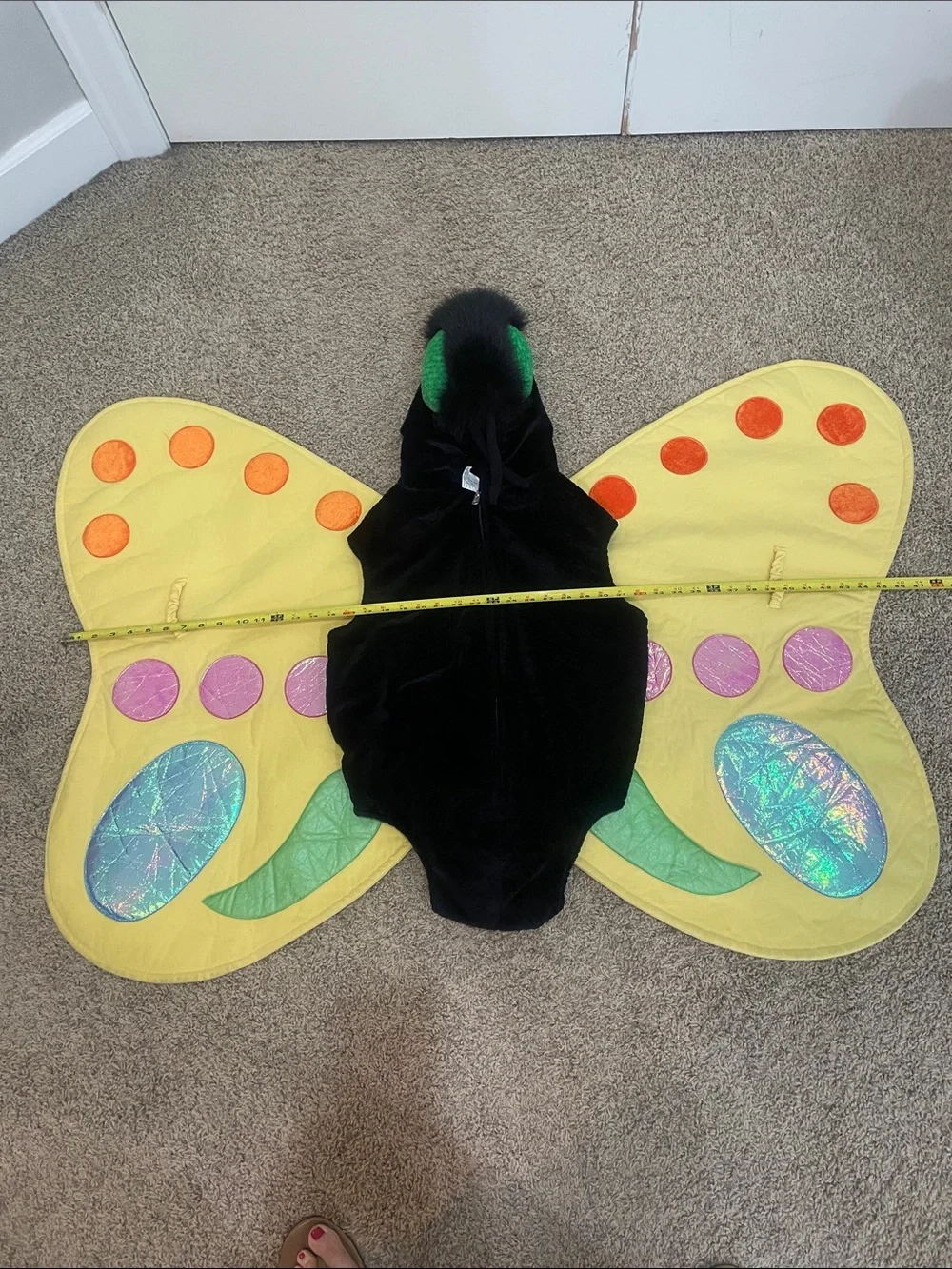 Kids Yellow Butterfly Costume with Black Bodysuit and Hood- Costco